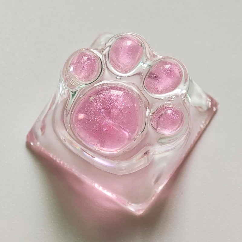 Elacgap Cat Claw Keycap Cute Drip Glue Backlight Keycaps DIY ESC Arrow Key Keycap Replacement for Cherry MX Gaming Mechanical Keyboard (Pink Transparent) - Image 1